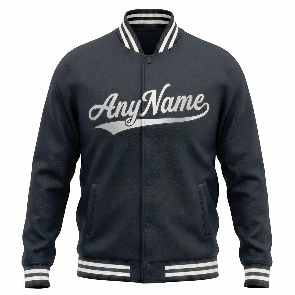 Custom Dark Grey & White Full-Snap Fleece Jacket