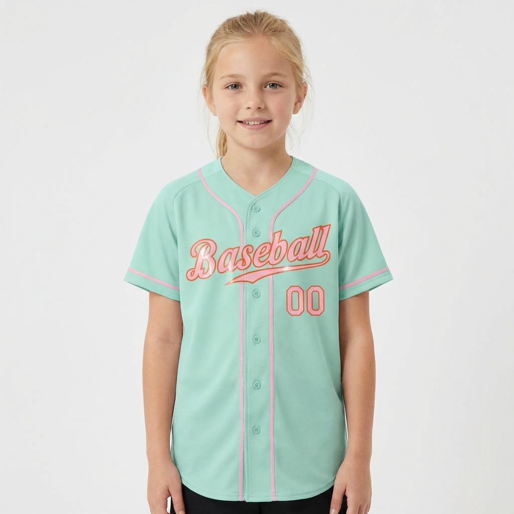 Custom Light Blue & Pink/Red Baseball Jersey