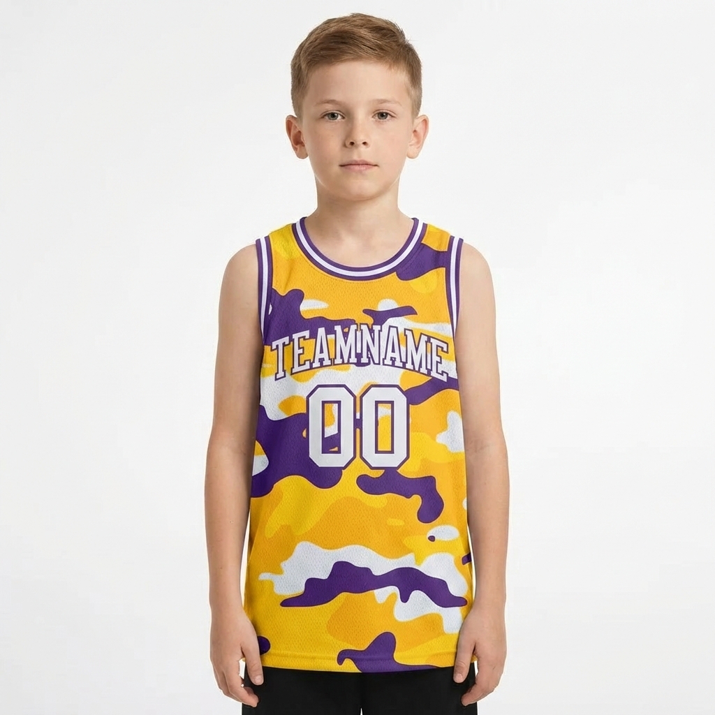 Custom Camo White & Purple Salute To Service Basketball City Edition Jersey