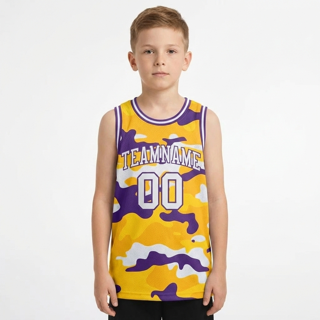 Custom Camo White & Purple Salute To Service Basketball City Edition Jersey