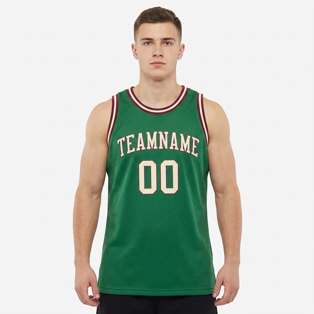 Custom Kelly Green & White/Burgundy Basketball City Edition Jersey