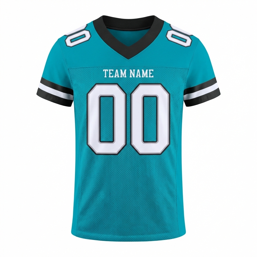 Custom Aqua & White/Black Football Jersey