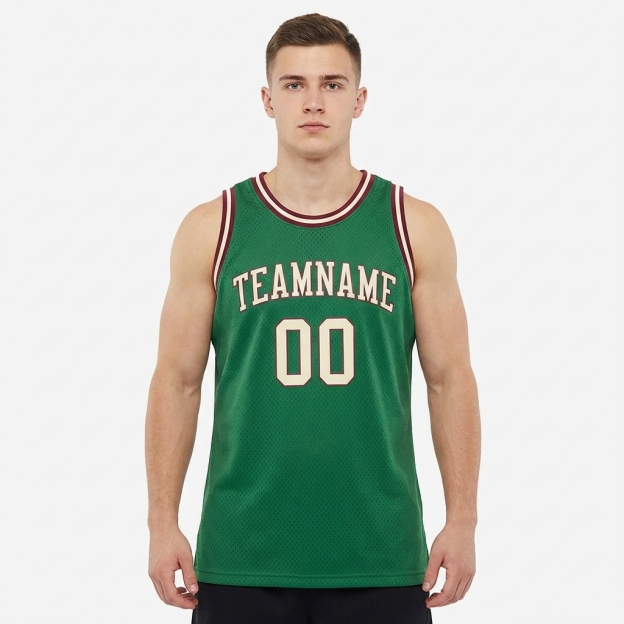 Custom Kelly Green & White/Burgundy Basketball City Edition Jersey