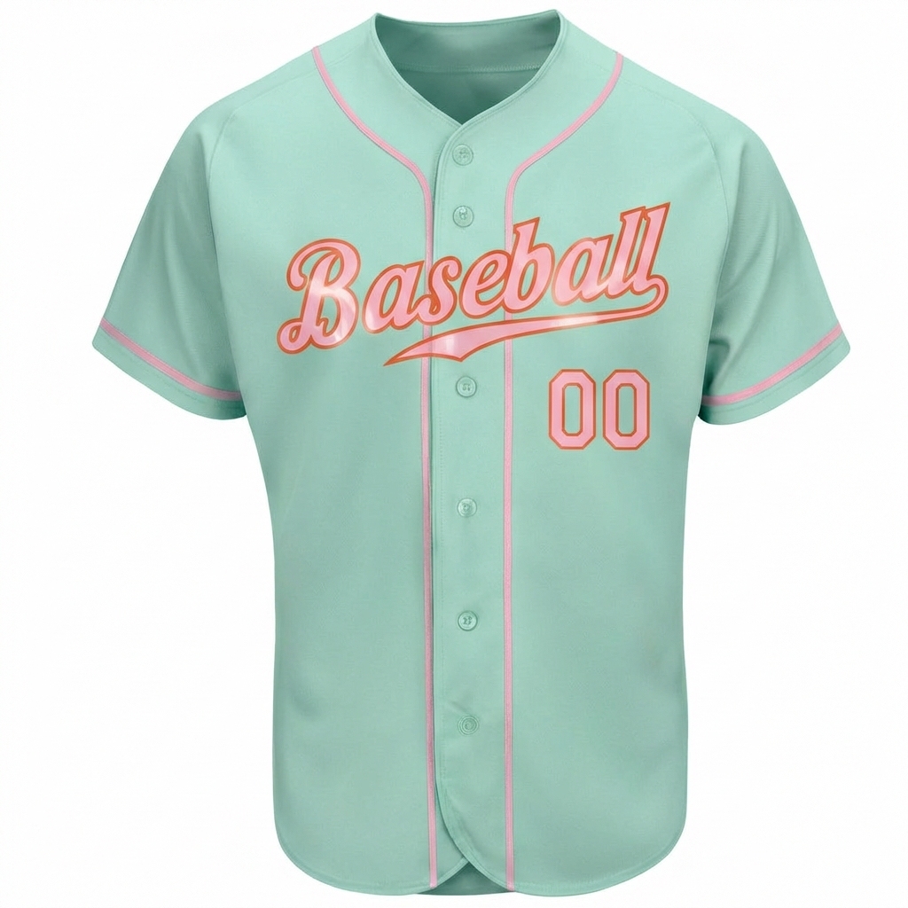 Custom Light Blue & Pink/Red Baseball Jersey