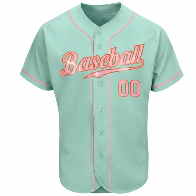 Custom Light Blue & Pink/Red Baseball Jersey