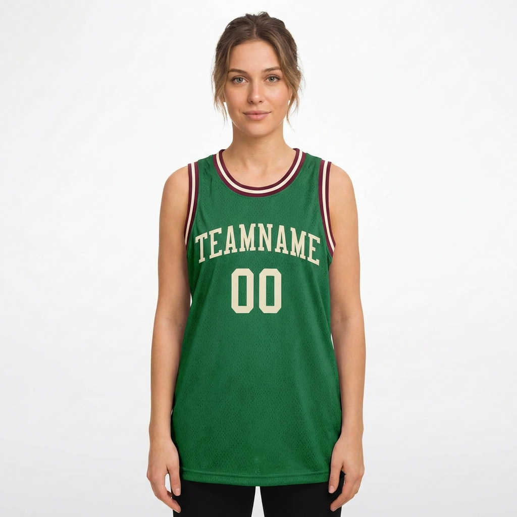 Custom Kelly Green & White/Burgundy Basketball City Edition Jersey