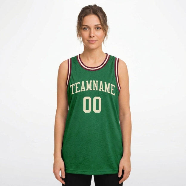 Custom Kelly Green & White/Burgundy Basketball City Edition Jersey
