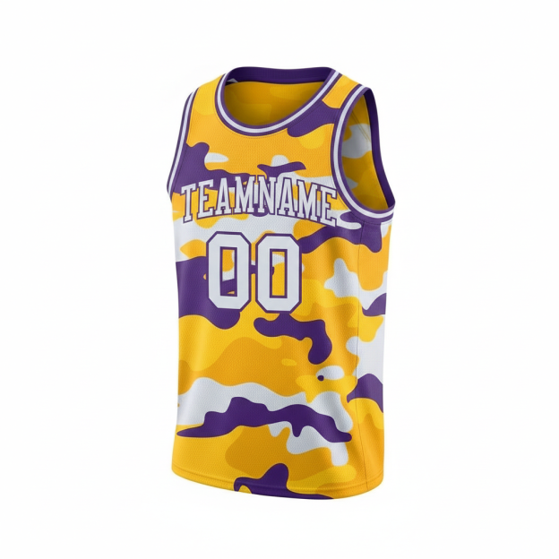 Custom Camo White & Purple Salute To Service Basketball City Edition Jersey