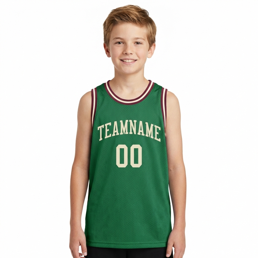 Custom Kelly Green & White/Burgundy Basketball City Edition Jersey