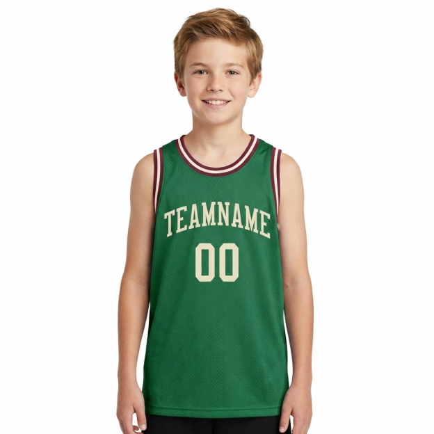 Custom Kelly Green & White/Burgundy Basketball City Edition Jersey