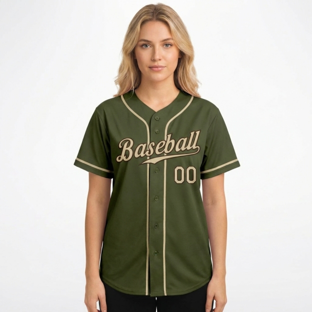 Custom Olive & Khaki/Brown Baseball Jersey