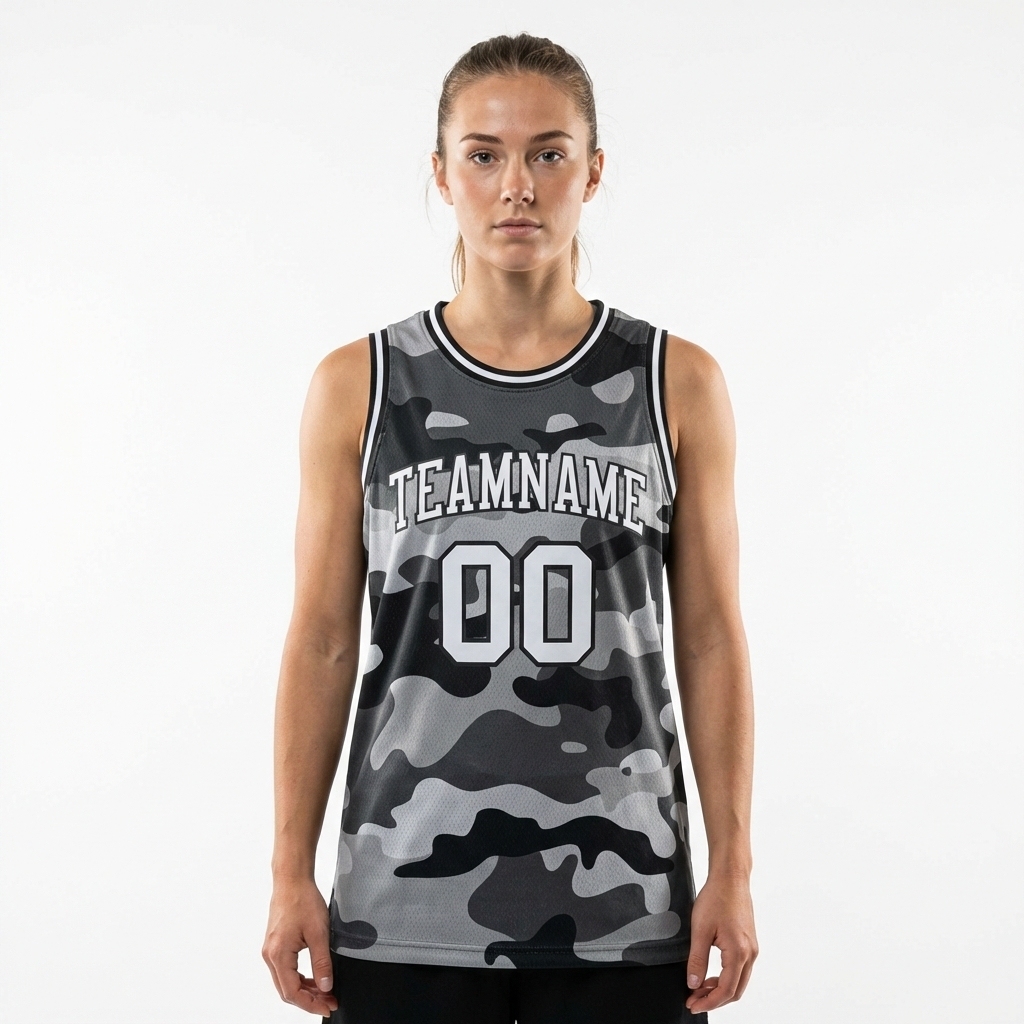 Custom Camo White & Black Salute To Service Basketball City Edition Jersey