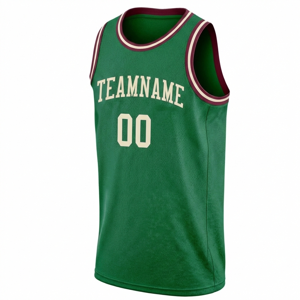 Custom Kelly Green & White/Burgundy Basketball City Edition Jersey