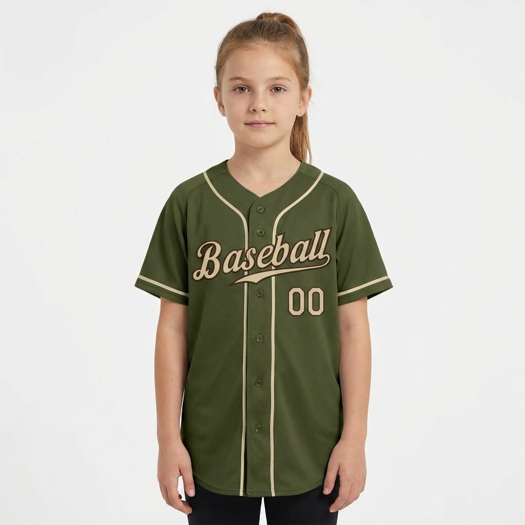 Custom Olive & Khaki/Brown Baseball Jersey