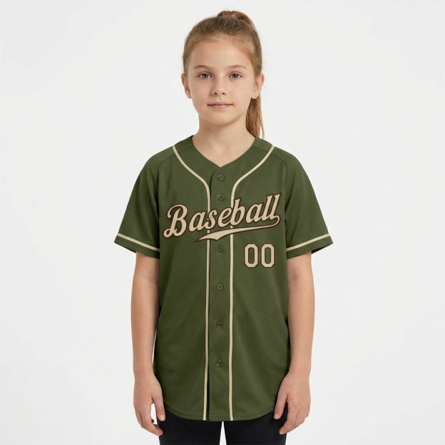 Custom Olive & Khaki/Brown Baseball Jersey