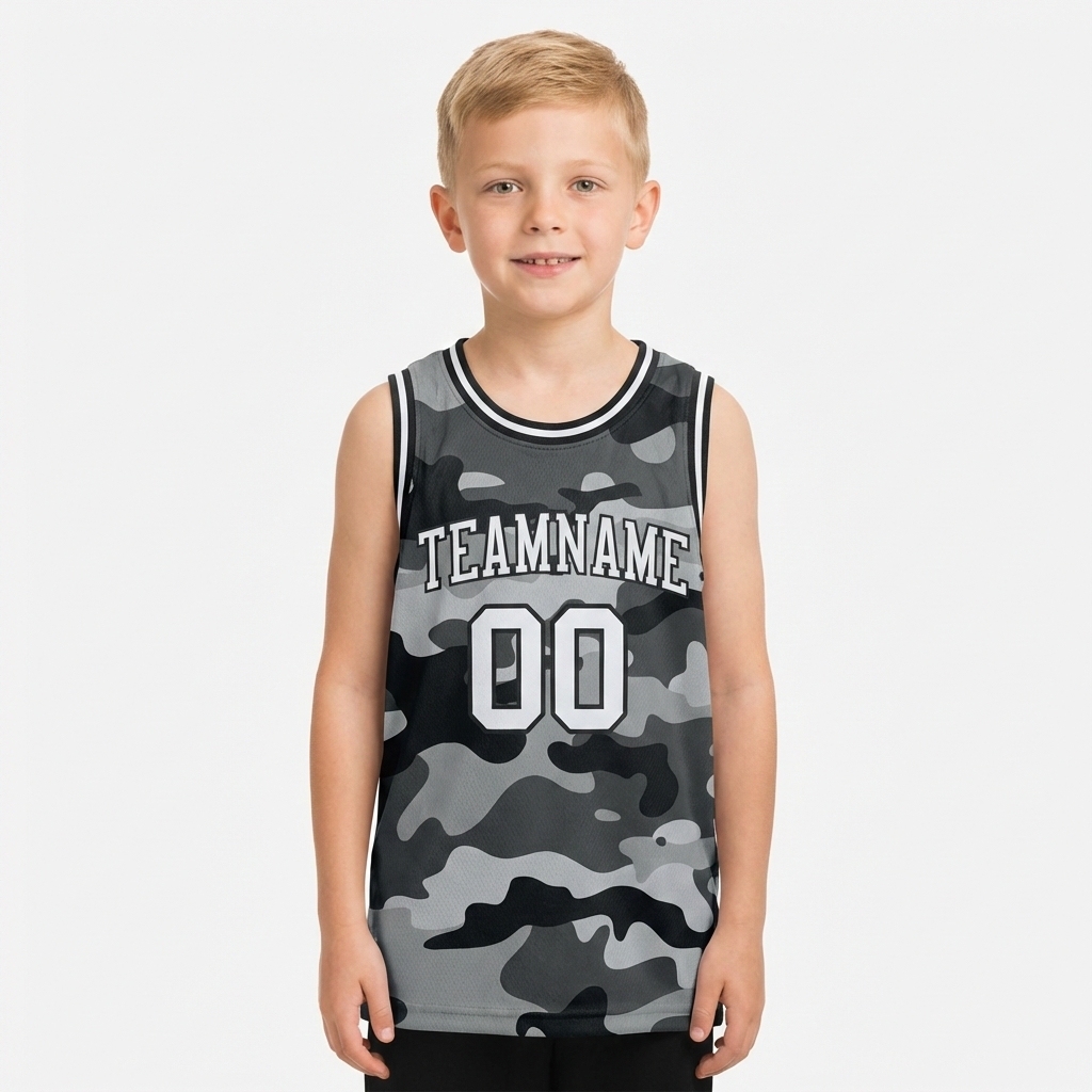 Custom Camo White & Black Salute To Service Basketball City Edition Jersey