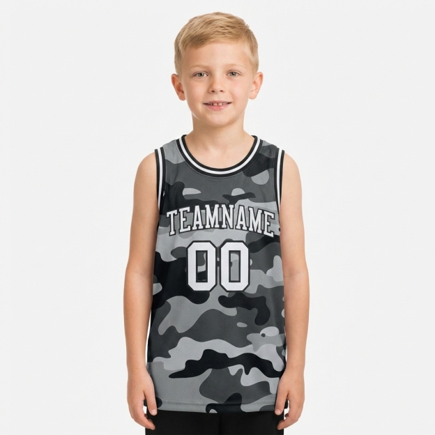 Custom Camo White & Black Salute To Service Basketball City Edition Jersey