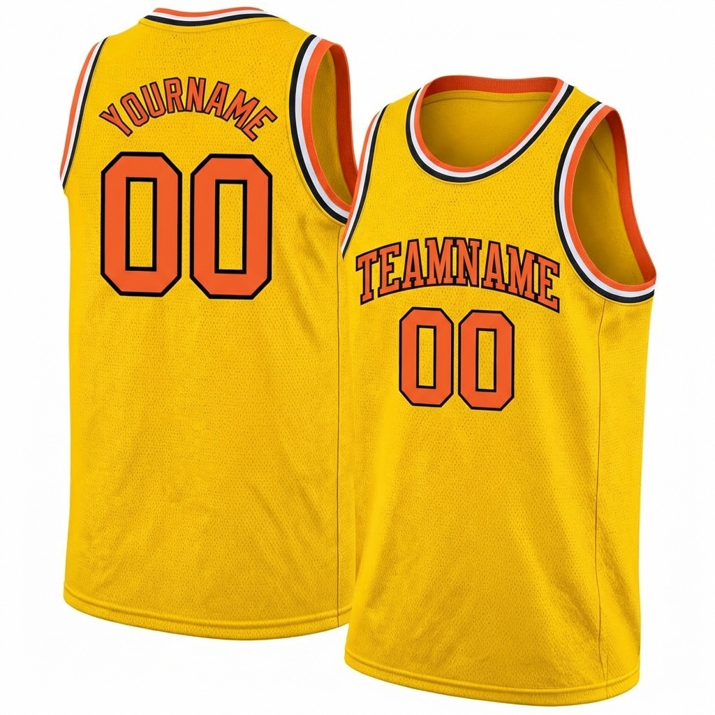 Custom Yellow & Orange/Black Basketball City Edition Jersey
