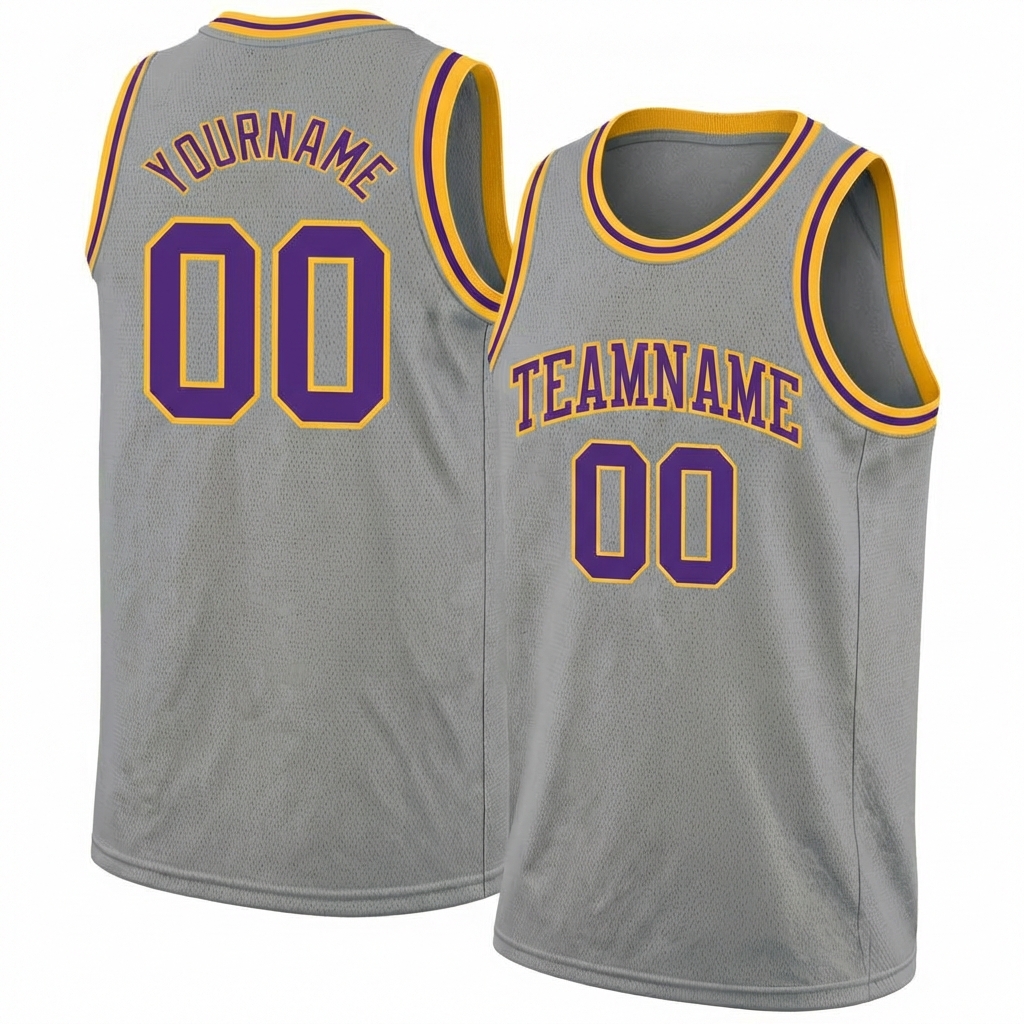 Custom Grey & Purple/Yellow Basketball City Edition Jersey
