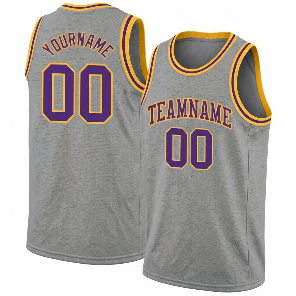 Custom Grey & Purple/Yellow Basketball City Edition Jersey