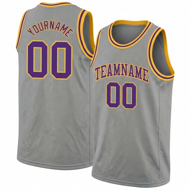 Custom Grey & Purple/Yellow Basketball City Edition Jersey