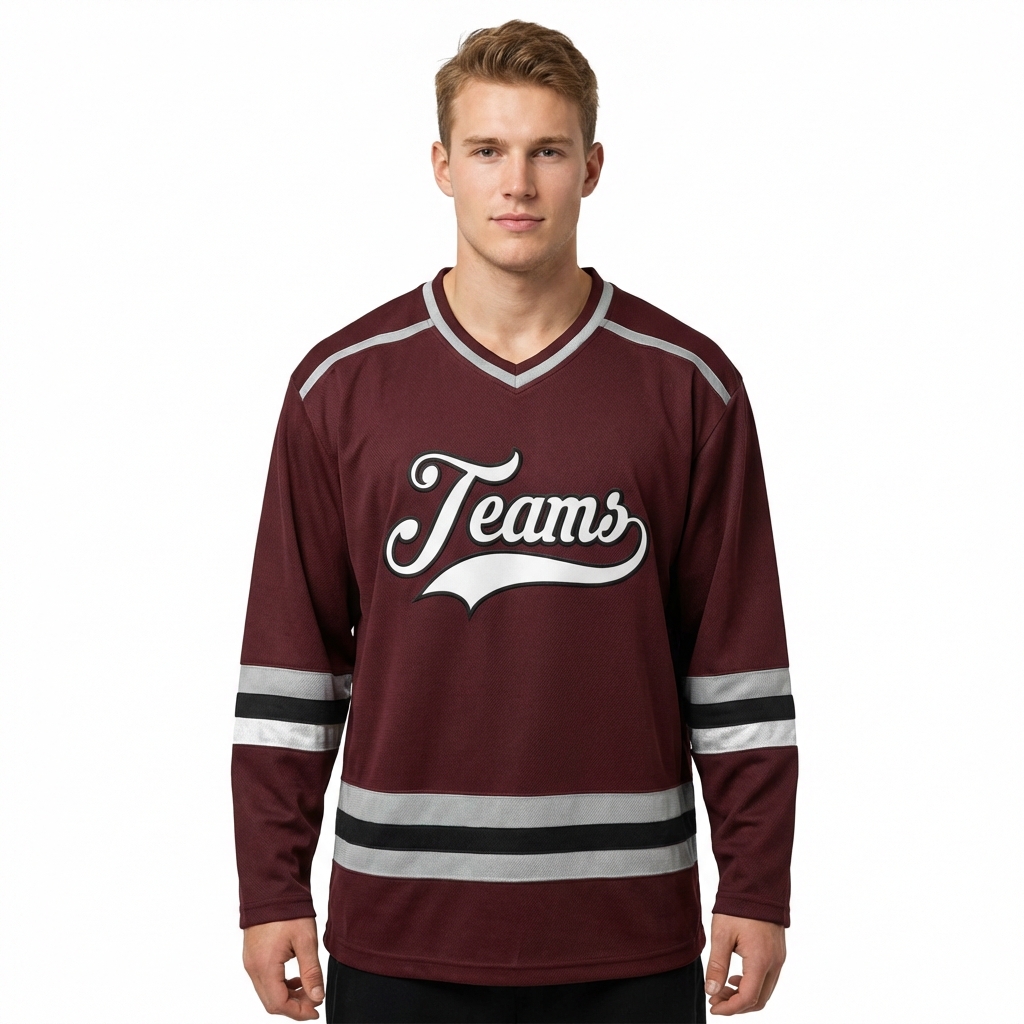 Custom Brown & White/Black Hockey Jersey