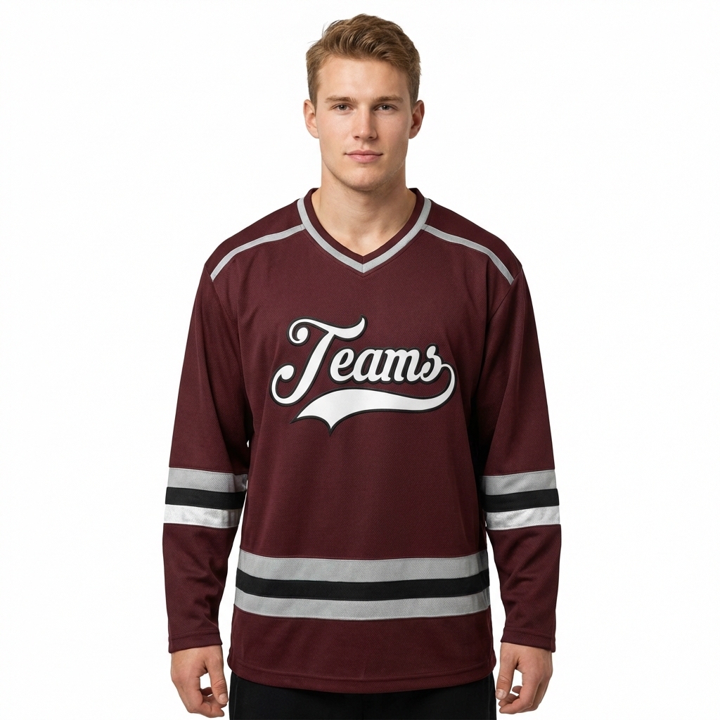 Custom Brown & White/Black Hockey Jersey