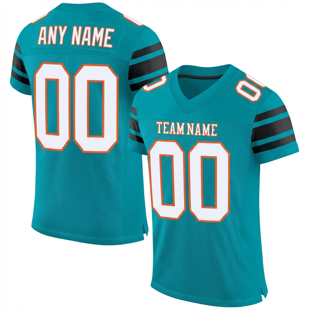 Custom Aqua & White/Black Football Jersey