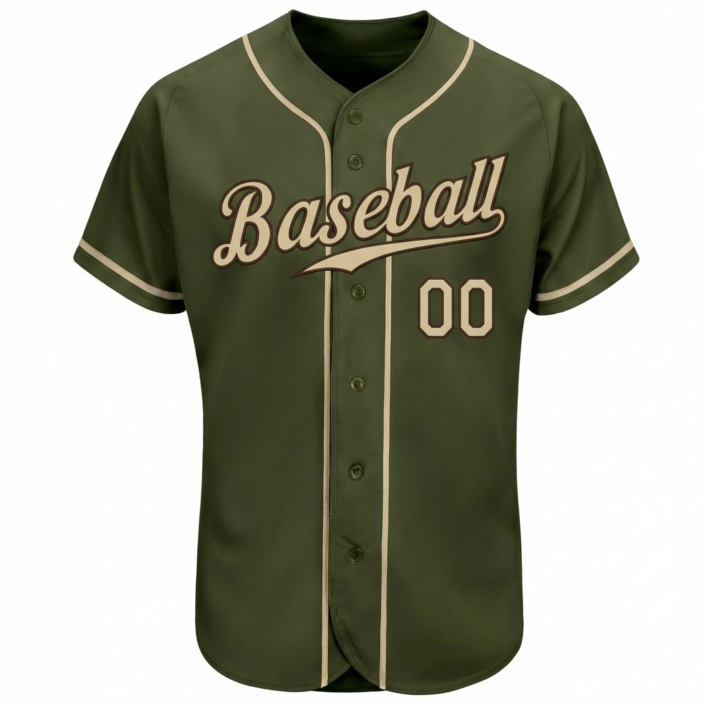 Custom Olive & Khaki/Brown Baseball Jersey