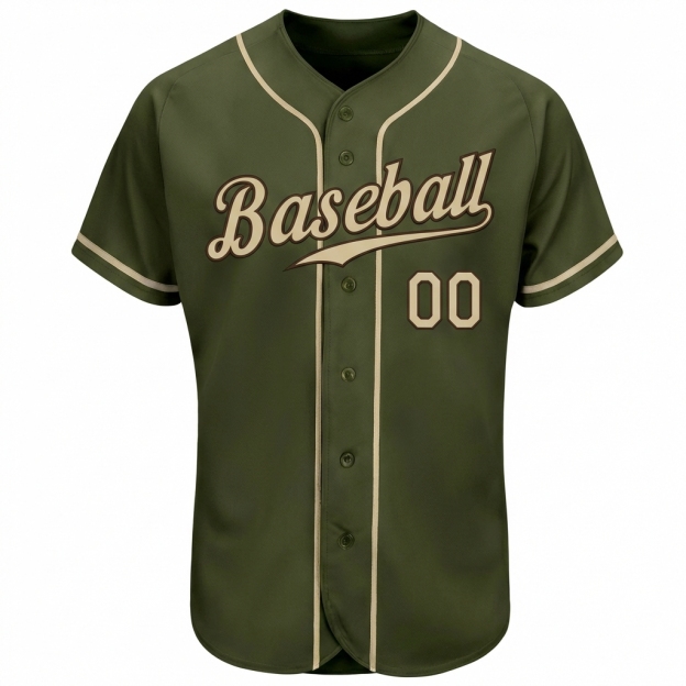 Custom Olive & Khaki/Brown Baseball Jersey