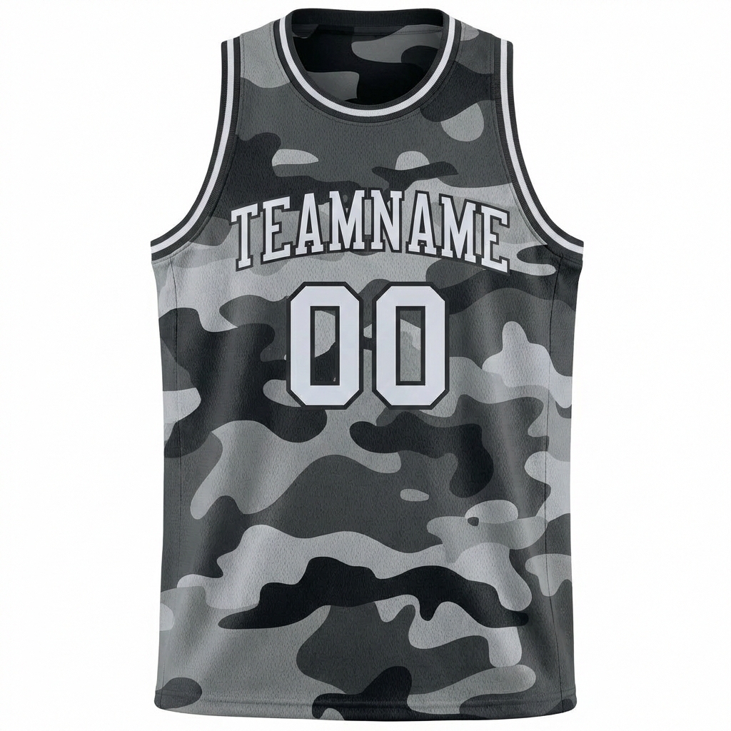 Custom Camo White & Black Salute To Service Basketball City Edition Jersey
