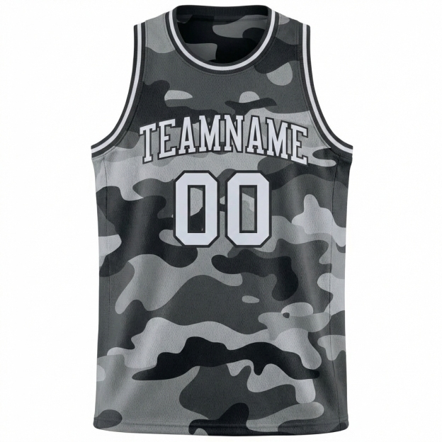 Custom Camo White & Black Salute To Service Basketball City Edition Jersey