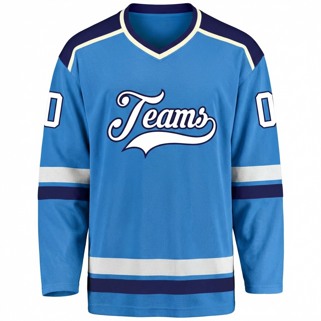 Custom Blue & White/Navy Hockey Jersey