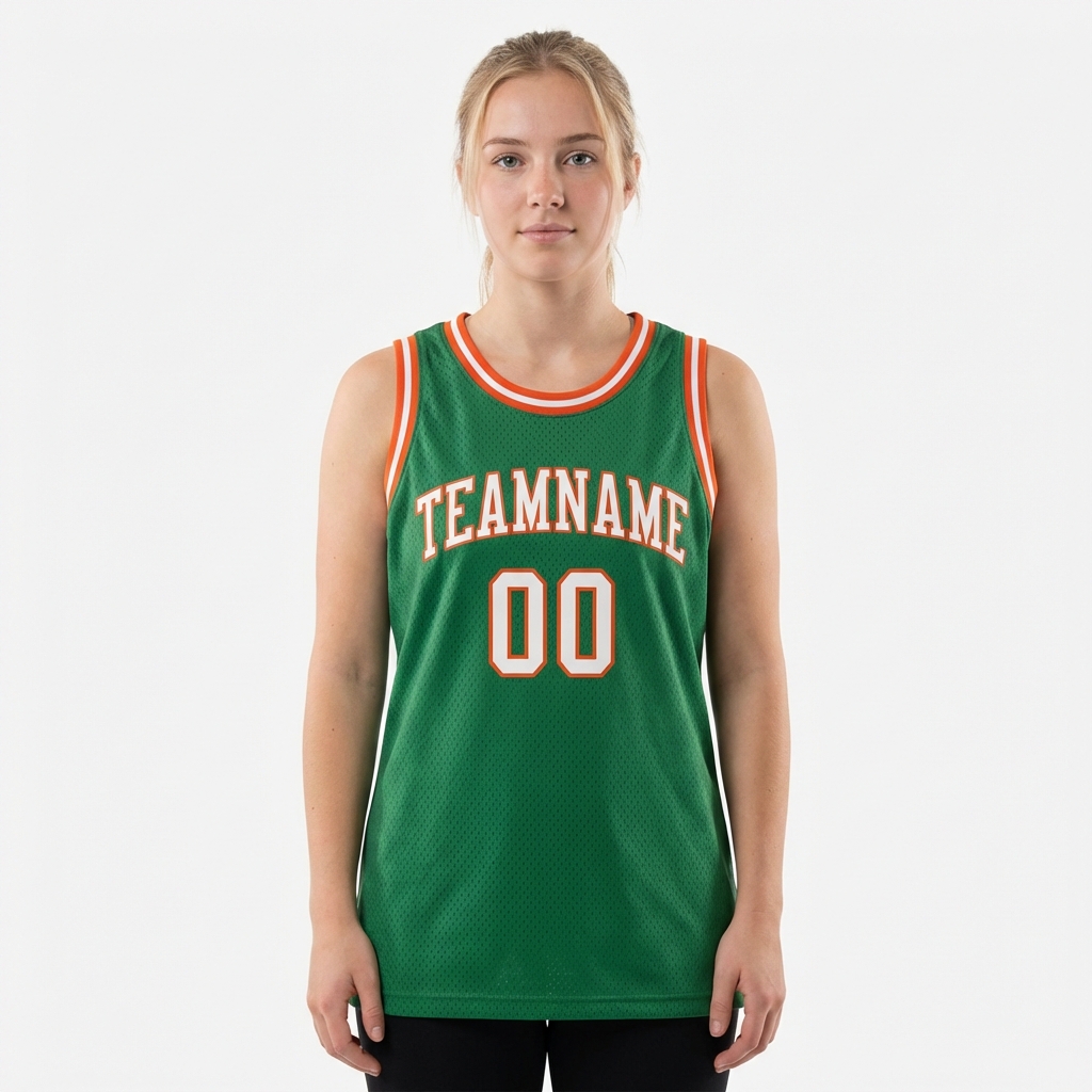 Custom Kelly Green & White/Orange Basketball City Edition Jersey