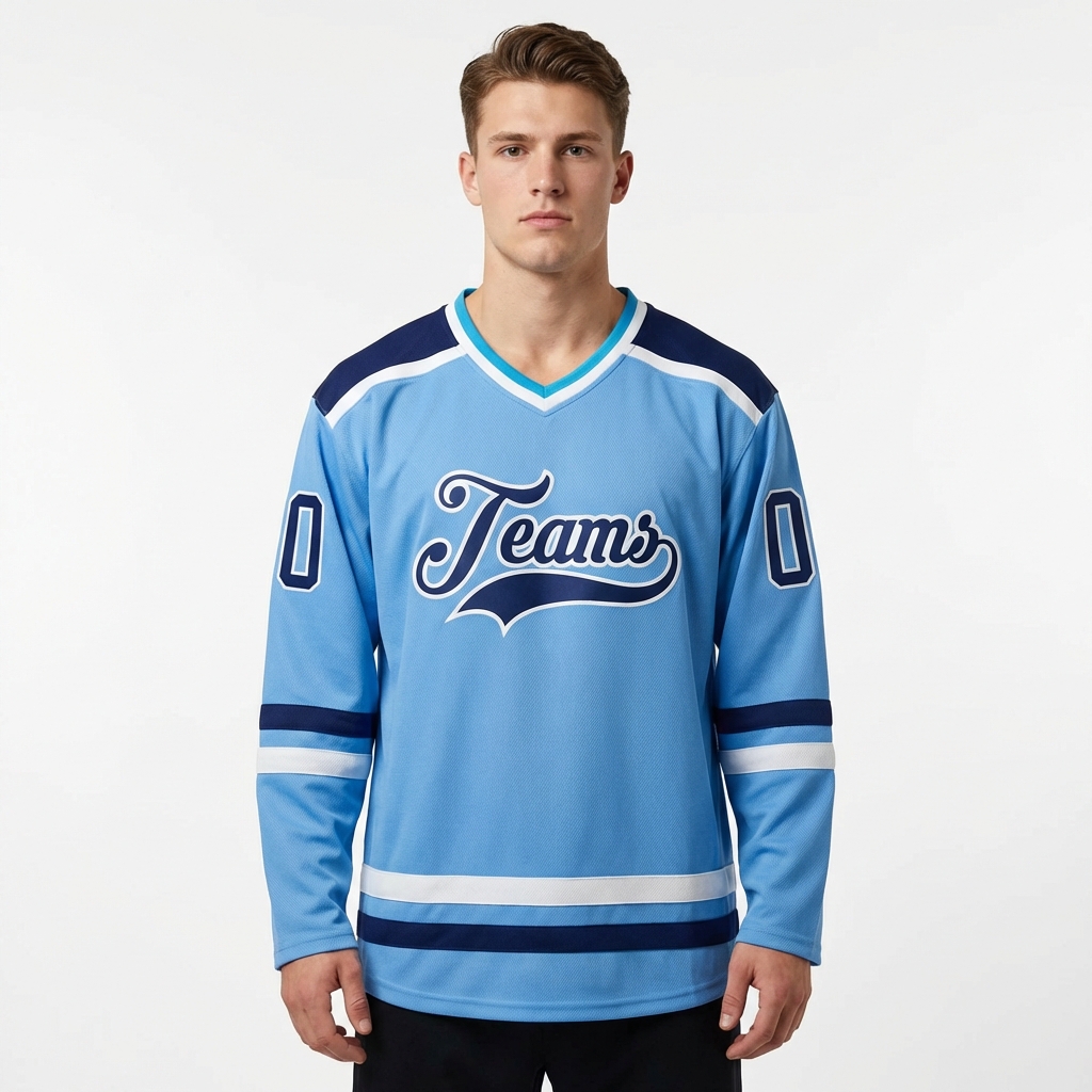 Custom Blue & Navy/White Hockey Jersey