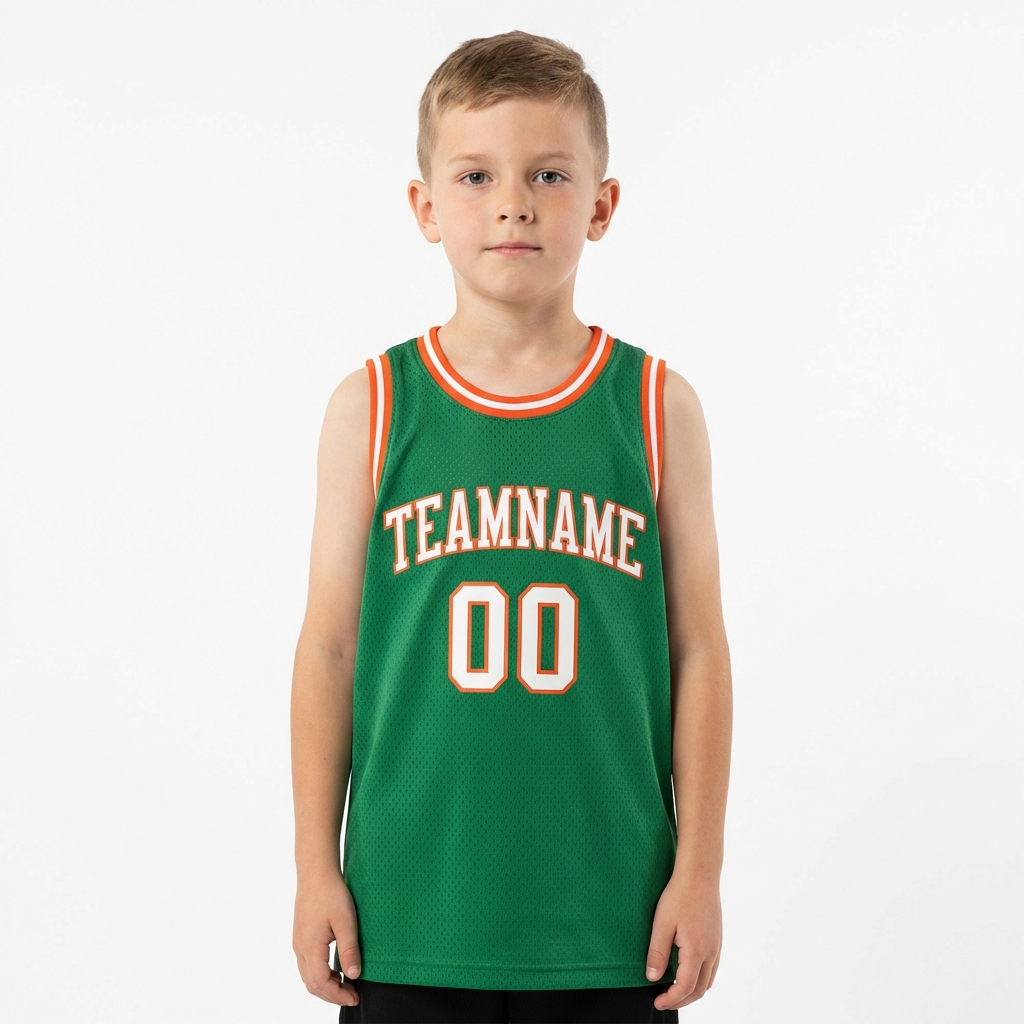 Custom Kelly Green & White/Orange Basketball City Edition Jersey
