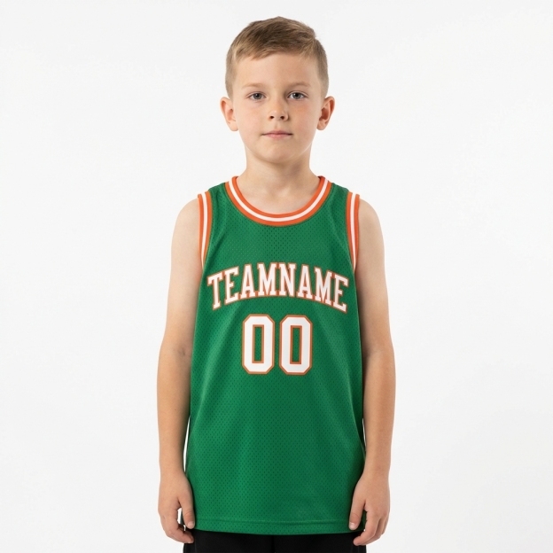 Custom Kelly Green & White/Orange Basketball City Edition Jersey