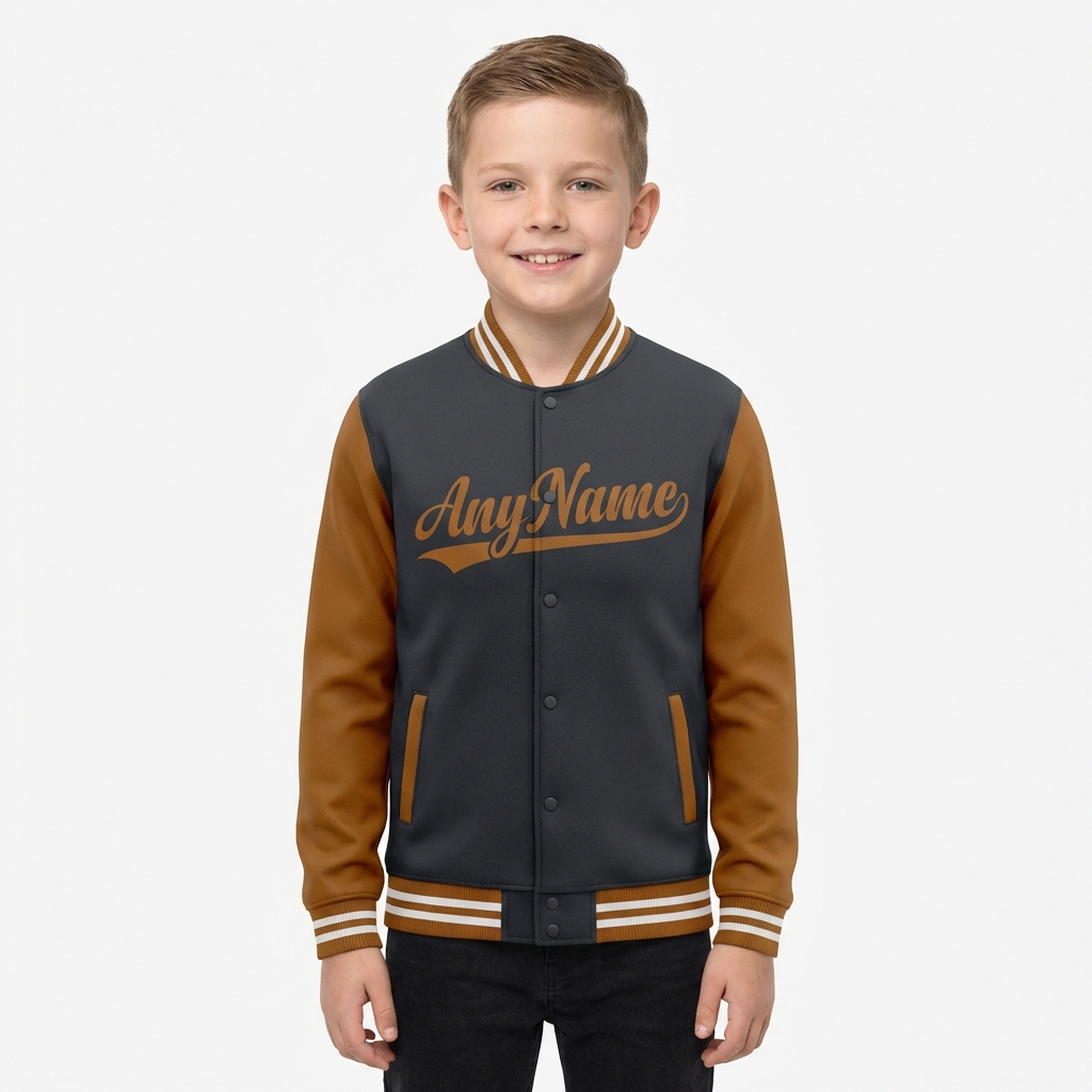 Custom Dark Grey & Brown/White Raglan Sleeves Full-Snap Fleece Jacket