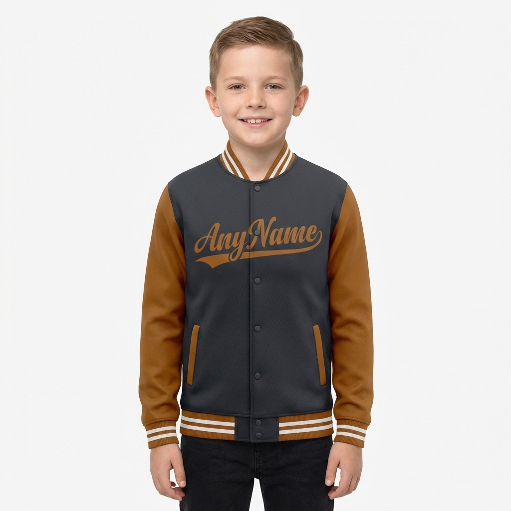 Custom Dark Grey & Brown/White Raglan Sleeves Full-Snap Fleece Jacket