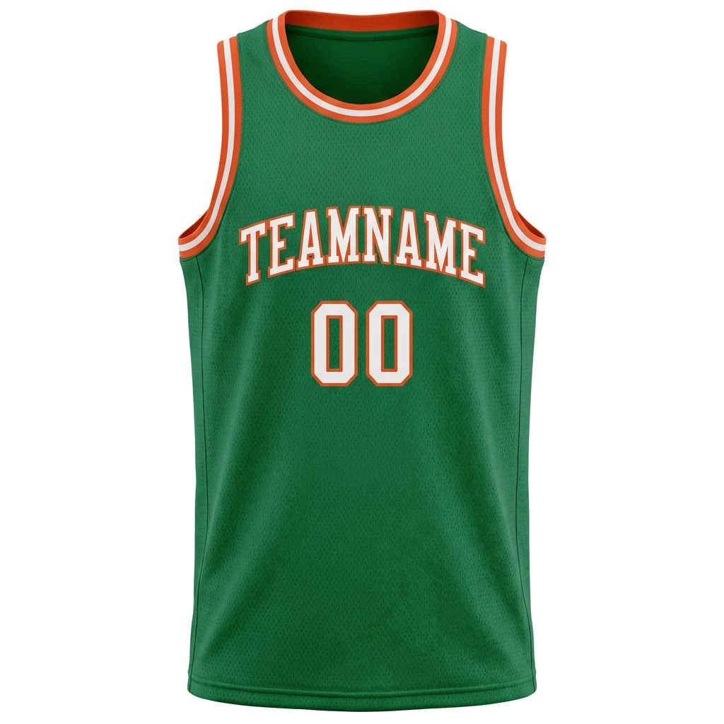 Custom Kelly Green & White/Orange Basketball City Edition Jersey