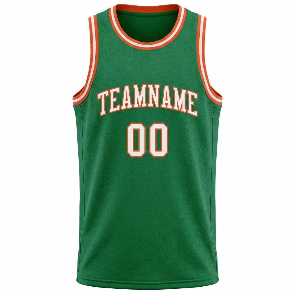 Custom Kelly Green & White/Orange Basketball City Edition Jersey