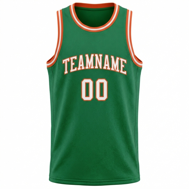Custom Kelly Green & White/Orange Basketball City Edition Jersey