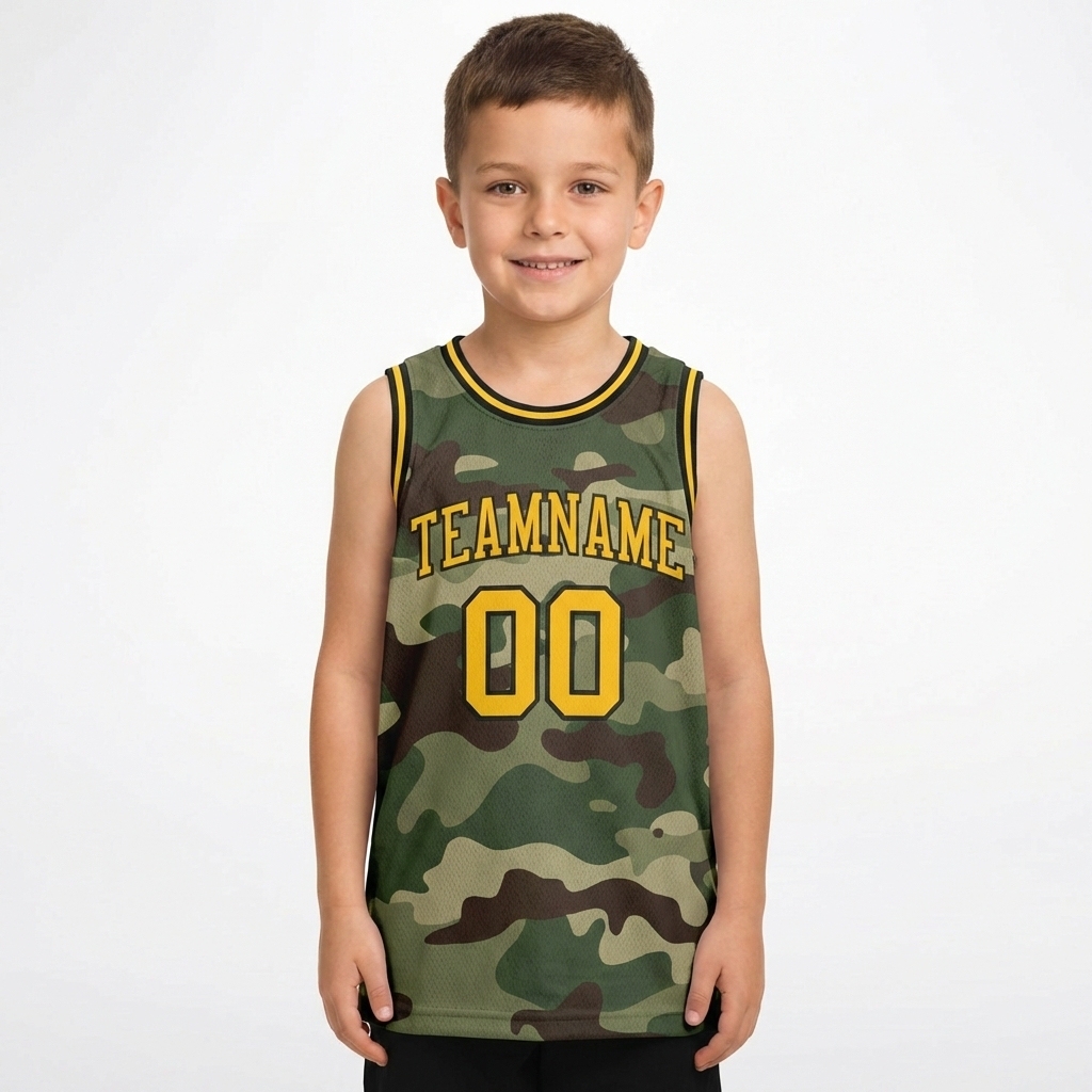 Custom Camo Yellow & Black Salute To Service Basketball City Edition Jersey