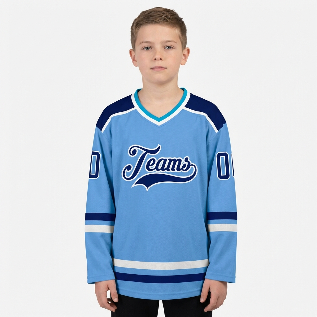 Custom Blue & Navy/White Hockey Jersey