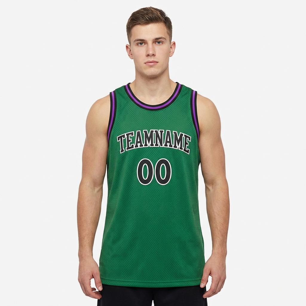 Custom Kelly Green & Black/White Basketball City Edition Jersey