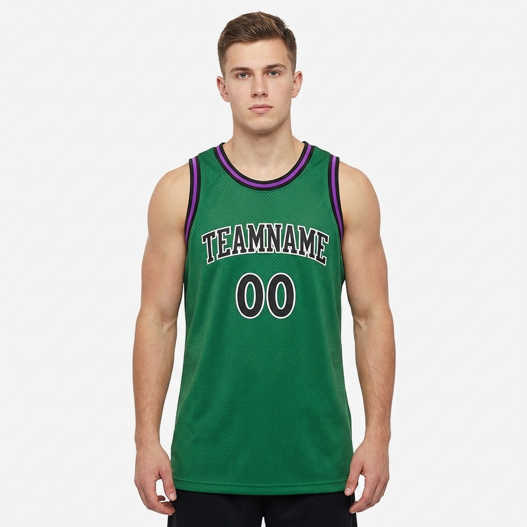 Custom Kelly Green & Black/White Basketball City Edition Jersey