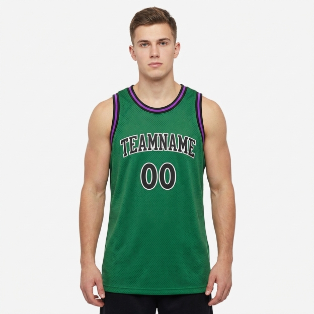 Custom Kelly Green & Black/White Basketball City Edition Jersey