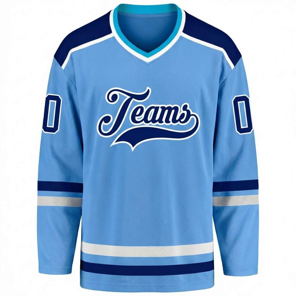 Custom Blue & Navy/White Hockey Jersey