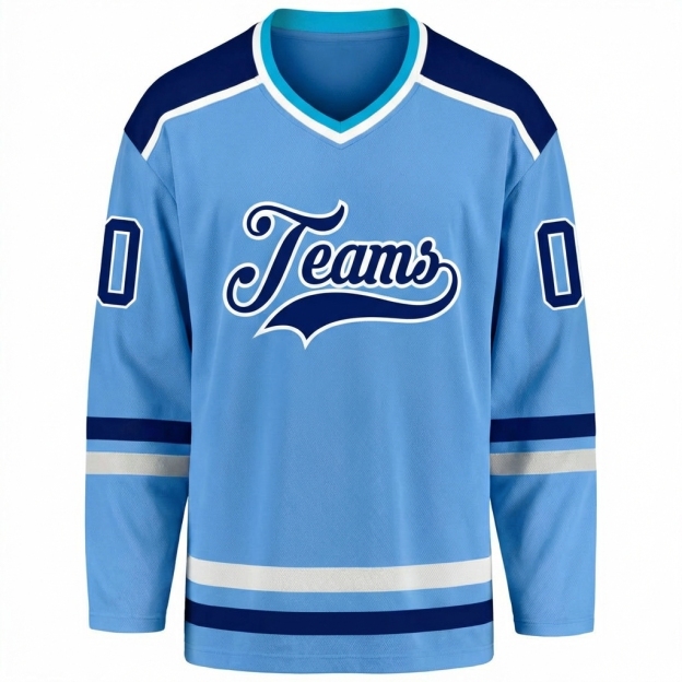 Custom Blue & Navy/White Hockey Jersey