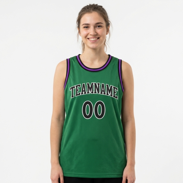Custom Kelly Green & Black/White Basketball City Edition Jersey